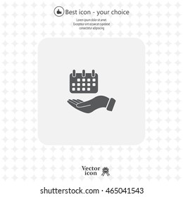 Web line icon. Calendar in hand