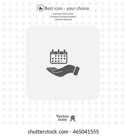 Web line icon. Calendar in hand