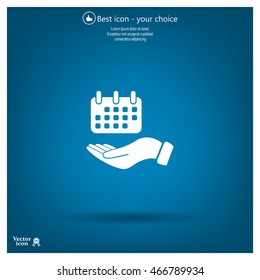 Web line icon. Calendar in hand