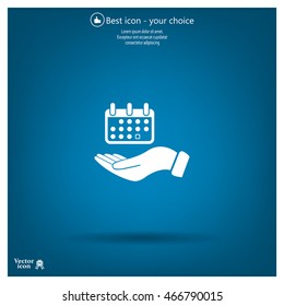 Web line icon. Calendar in hand