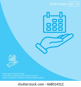 Web line icon. Calendar in hand