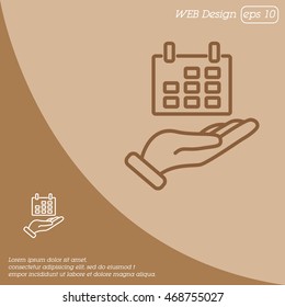 Web line icon. Calendar in hand