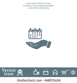 Web line icon. Calendar in hand