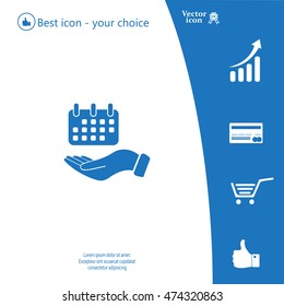 Web line icon. Calendar in hand