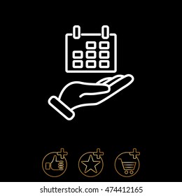 Web line icon. Calendar in hand