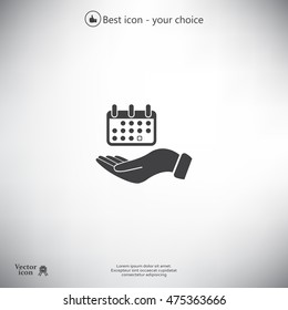 Web line icon. Calendar in hand