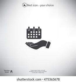 Web line icon. Calendar in hand