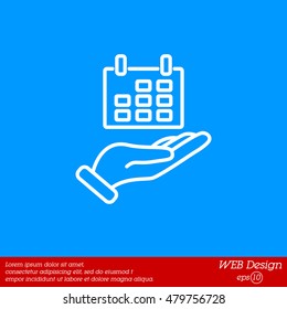 Web line icon. Calendar in hand