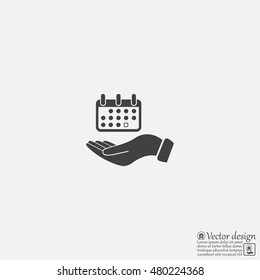 Web line icon. Calendar in hand
