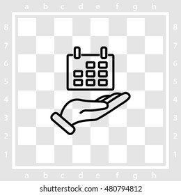 Web line icon. Calendar in hand