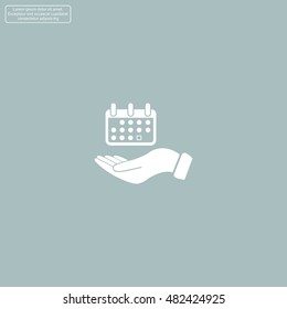 Web line icon. Calendar in hand