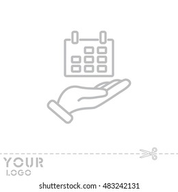 Web line icon. Calendar in hand