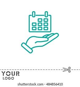 Web line icon. Calendar in hand