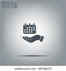 Web line icon. Calendar in hand
