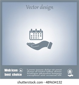 Web line icon. Calendar in hand