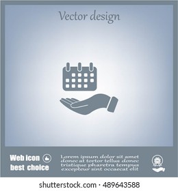 Web line icon. Calendar in hand