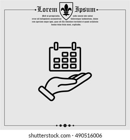 Web line icon. Calendar in hand