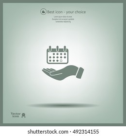 Web line icon. Calendar in hand