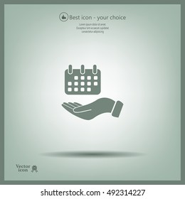 Web line icon. Calendar in hand