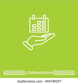 Web line icon. Calendar in hand