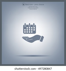 Web line icon. Calendar in hand