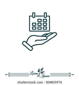 Web line icon. Calendar in hand