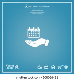 Web line icon. Calendar in hand