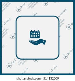 Web line icon. Calendar in hand