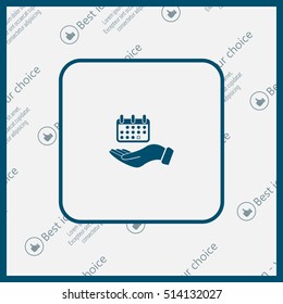 Web line icon. Calendar in hand