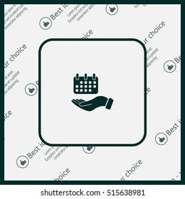 Web line icon. Calendar in hand