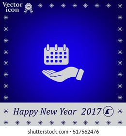 Web line icon. Calendar in hand
