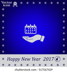 Web line icon. Calendar in hand