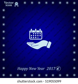 Web line icon. Calendar in hand