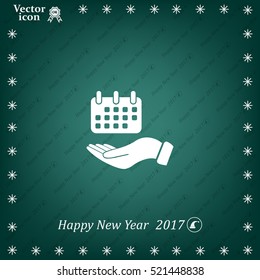 Web line icon. Calendar in hand