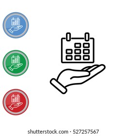 Web line icon. Calendar in hand