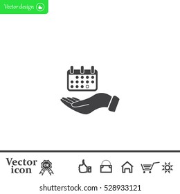 Web line icon. Calendar in hand