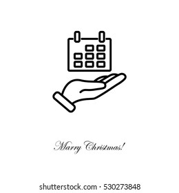 Web line icon. Calendar in hand