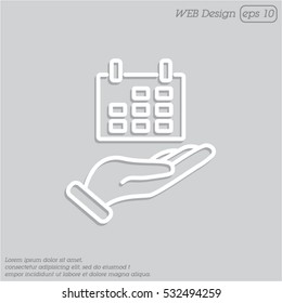 Web line icon. Calendar in hand