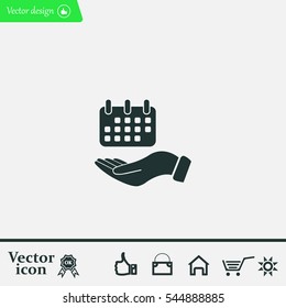 Web line icon. Calendar in hand