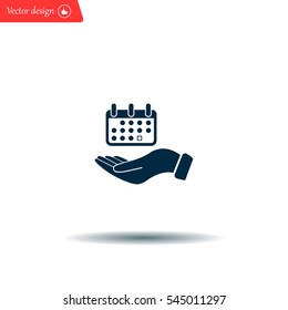 Web line icon. Calendar in hand