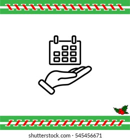 Web line icon. Calendar in hand