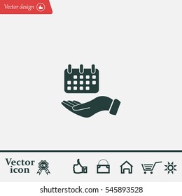 Web line icon. Calendar in hand