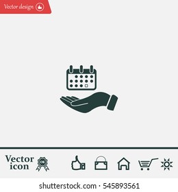 Web line icon. Calendar in hand
