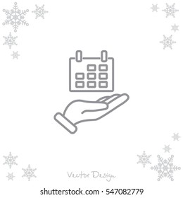 Web line icon. Calendar in hand