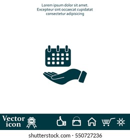 Web line icon. Calendar in hand