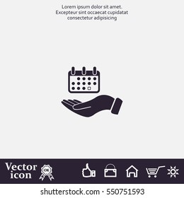 Web line icon. Calendar in hand