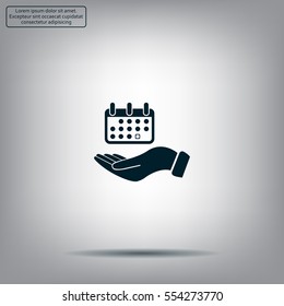 Web line icon. Calendar in hand