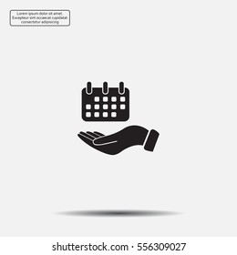 Web line icon. Calendar in hand