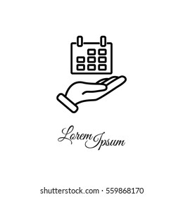 Web line icon. Calendar in hand