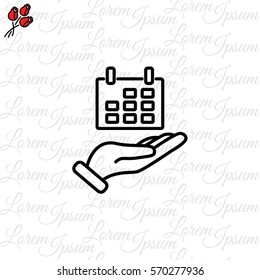 Web line icon. Calendar in hand